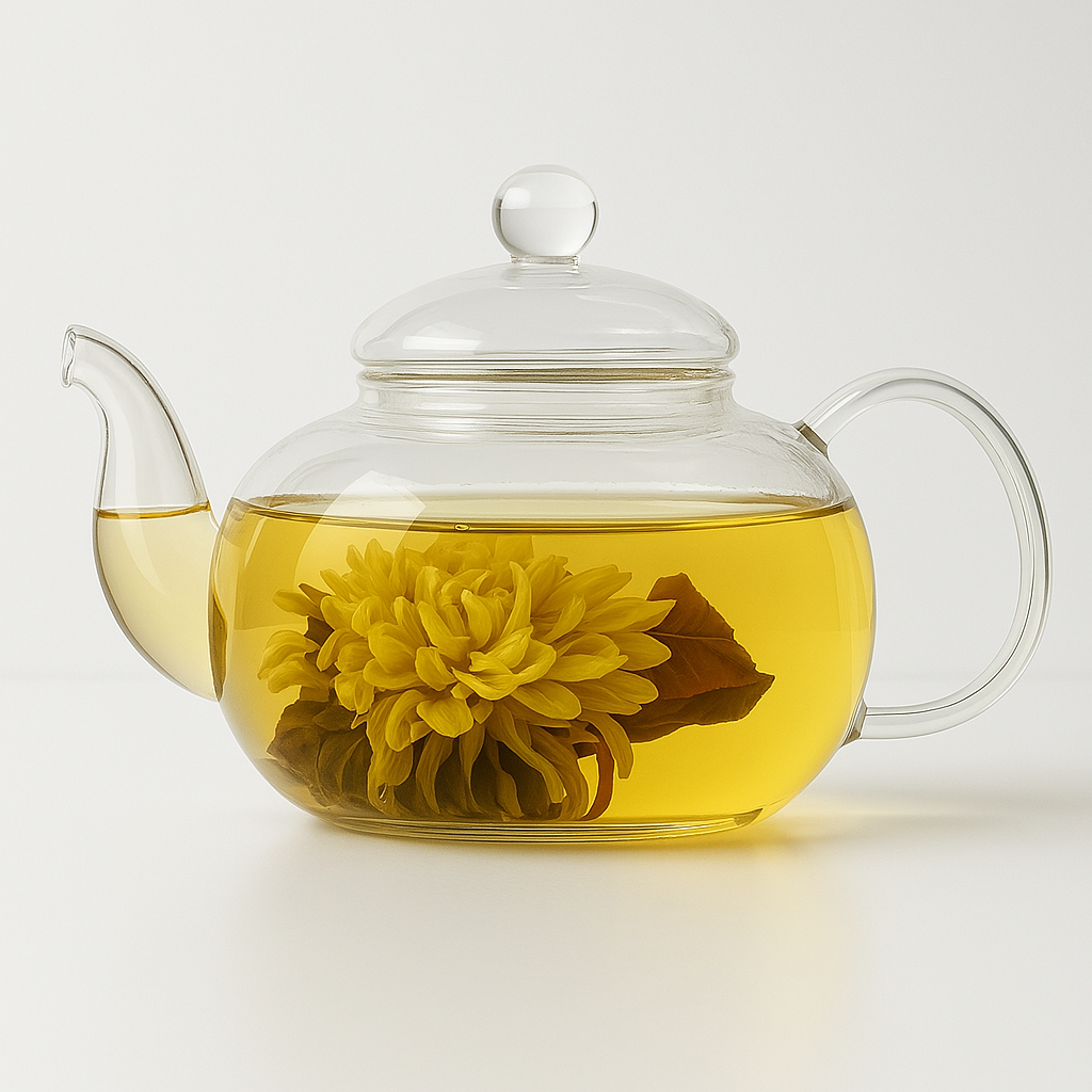 Blooming Mix Green Tea Bulb Unfurling in Hot Water